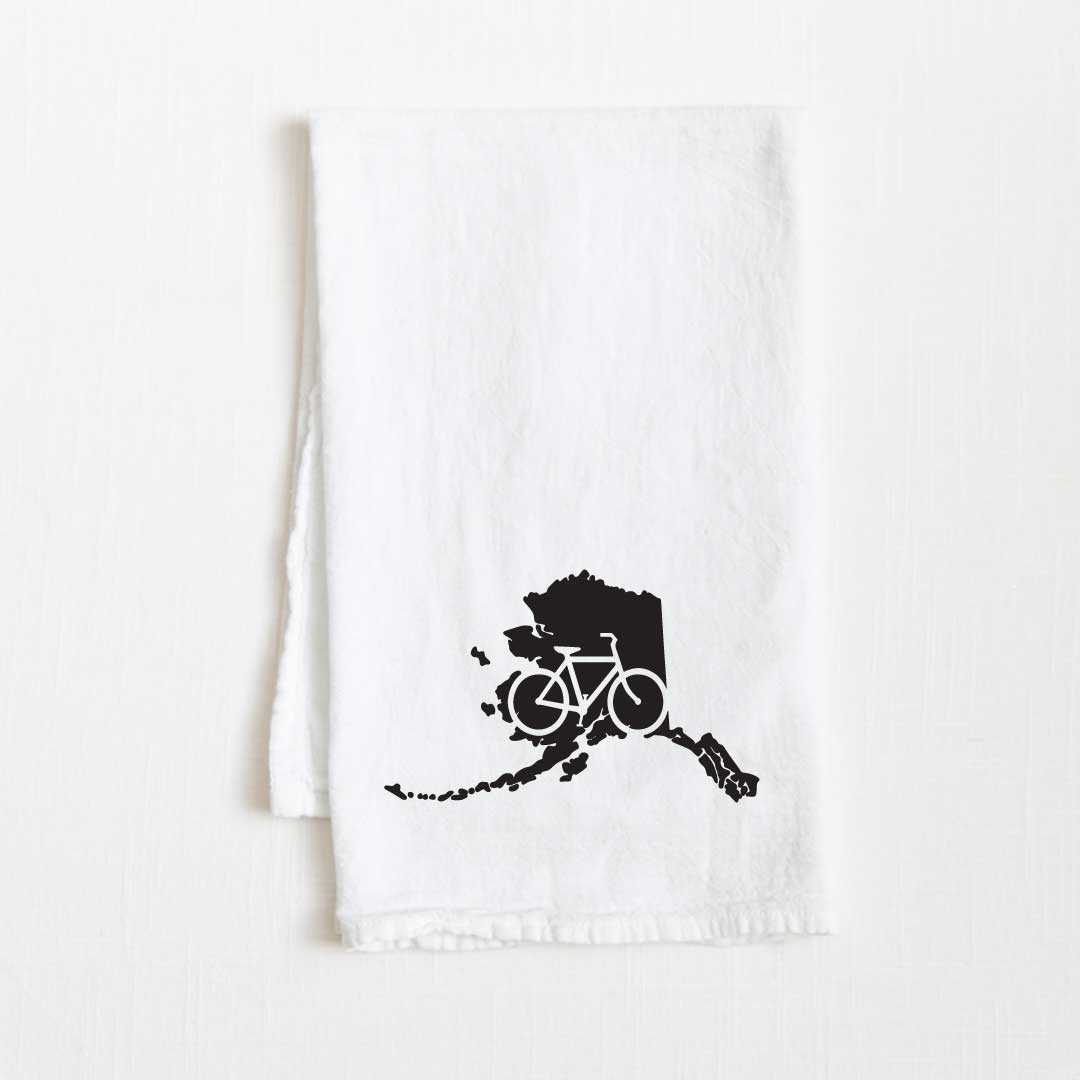 Alaska Bike State Flour Sack Kitchen Towel - 36” x 32”