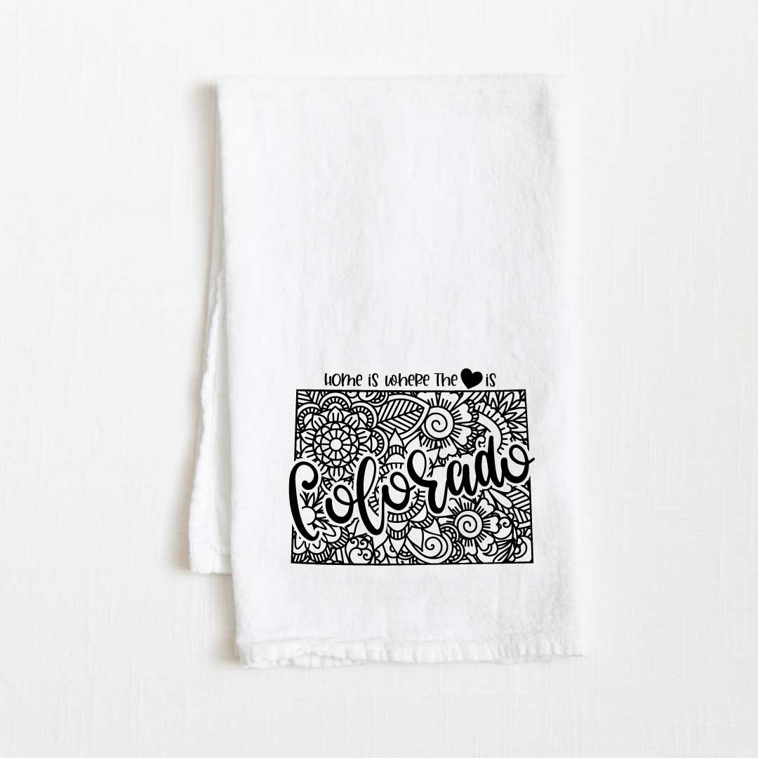 Colorado - Home Is Where the Heart Is Flour Sack Kitchen Towel - 36” x 32”