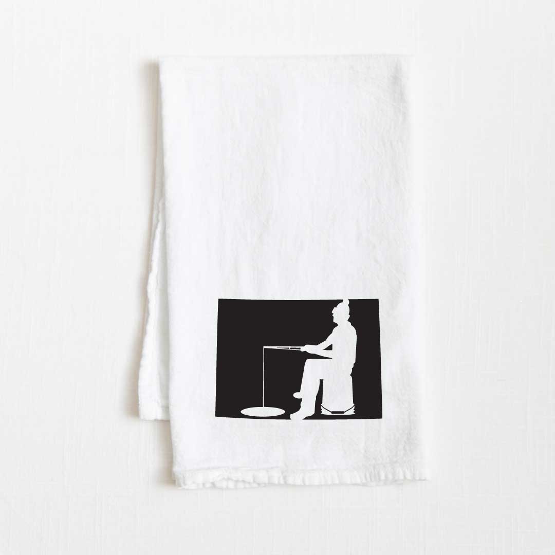 Colorado Ice Fishing State Flour Sack Kitchen Towel - 36” x 32”