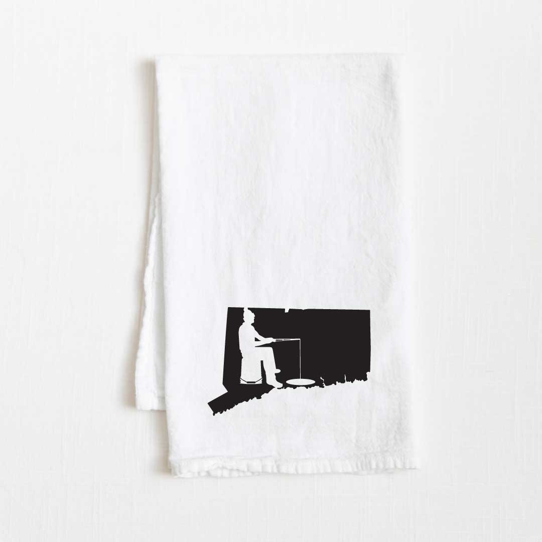 Connecticut Ice Fishing State Flour Sack Kitchen Towel - 36” x 32”