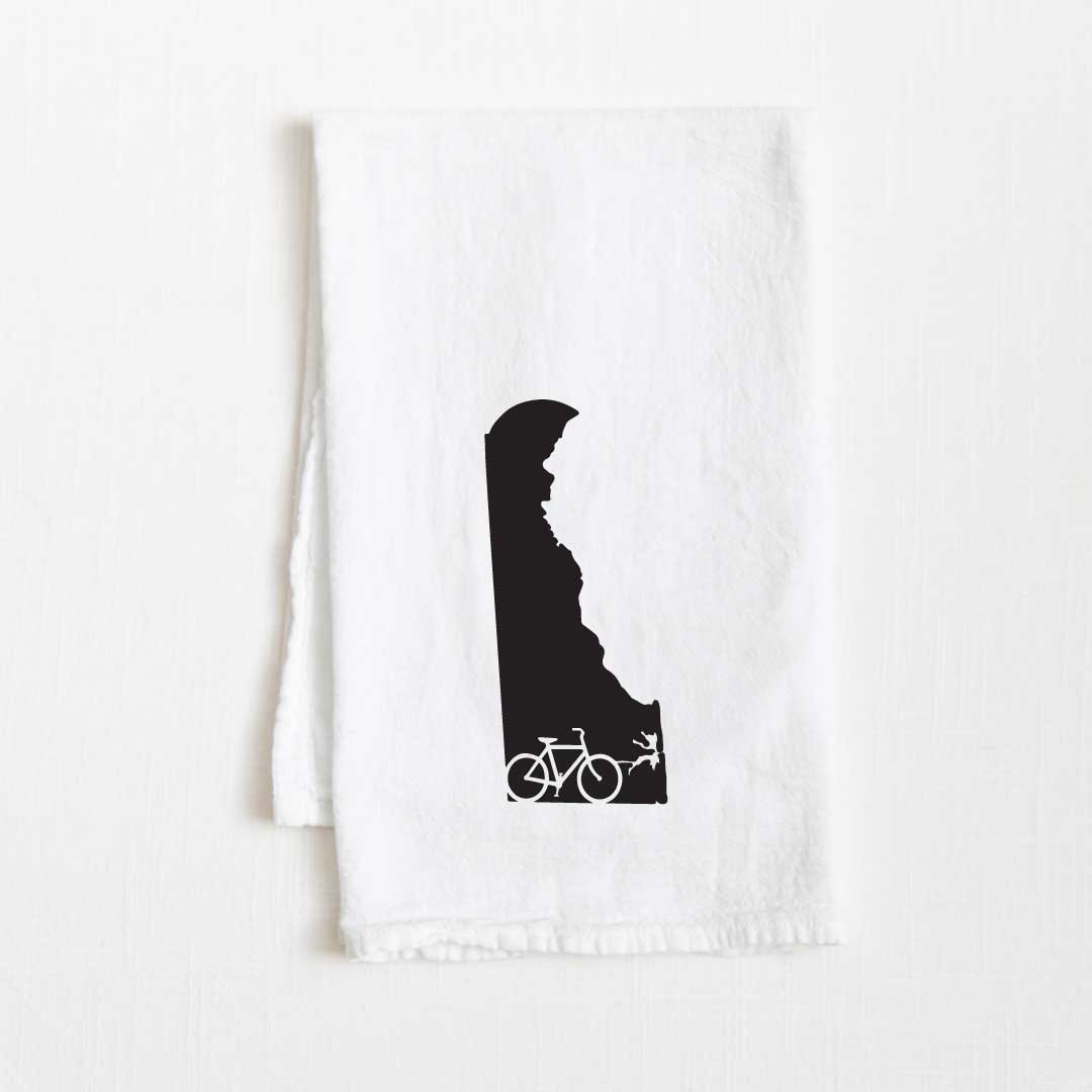 Delaware Bike State Flour Sack Kitchen Towel - 36” x 32”