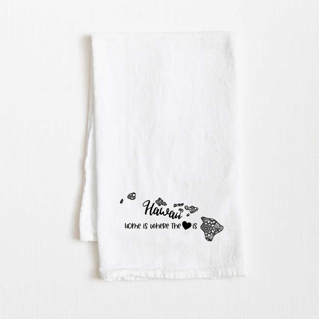 Hawaii - Home Is Where the Heart Is Flour Sack Kitchen Towel - 36” x 32”