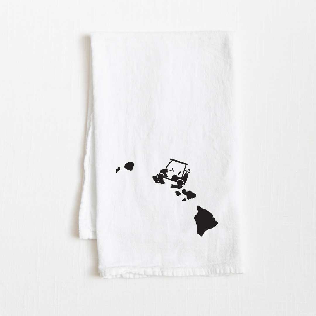 Hawaii Golf Cart State Flour Sack Kitchen Towel - 36” x 32”