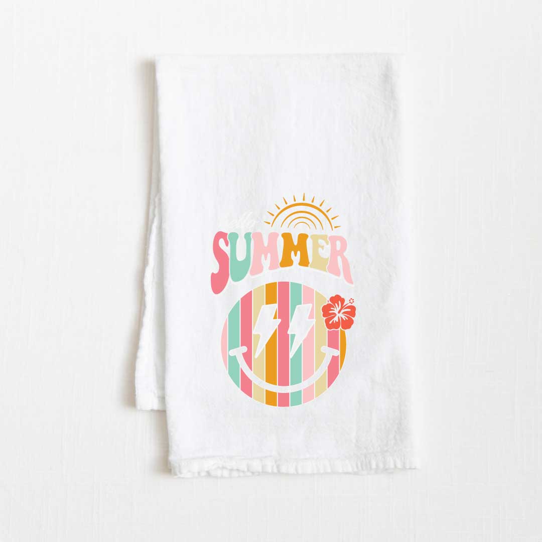 Hello Summer Flour Sack Kitchen Towel - 36” x 32”