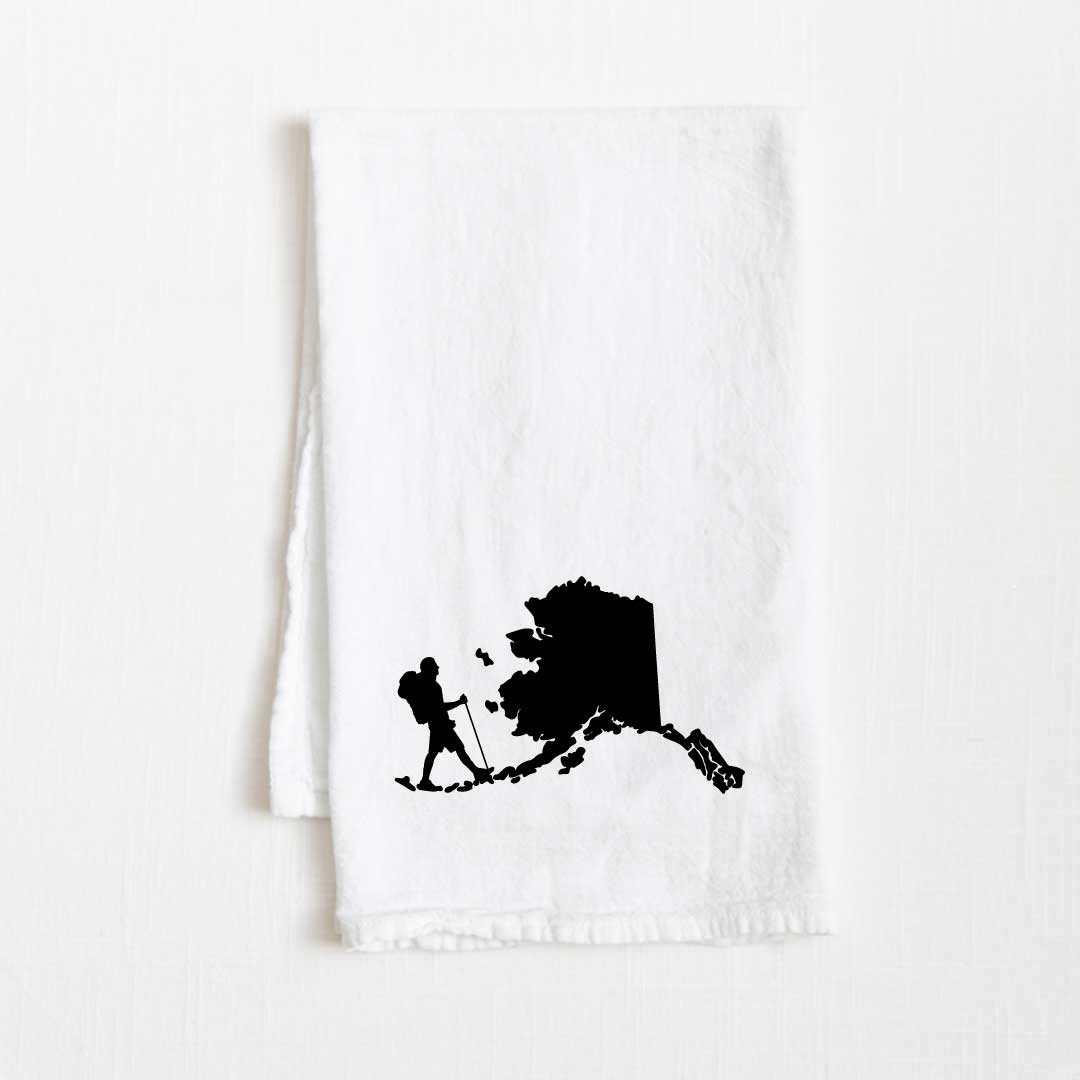 Alaska Hiking State Flour Sack Kitchen Towel - 36” x 32”