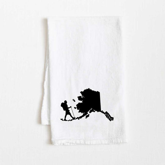 Alaska Hiking State Flour Sack Kitchen Towel - 36” x 32”