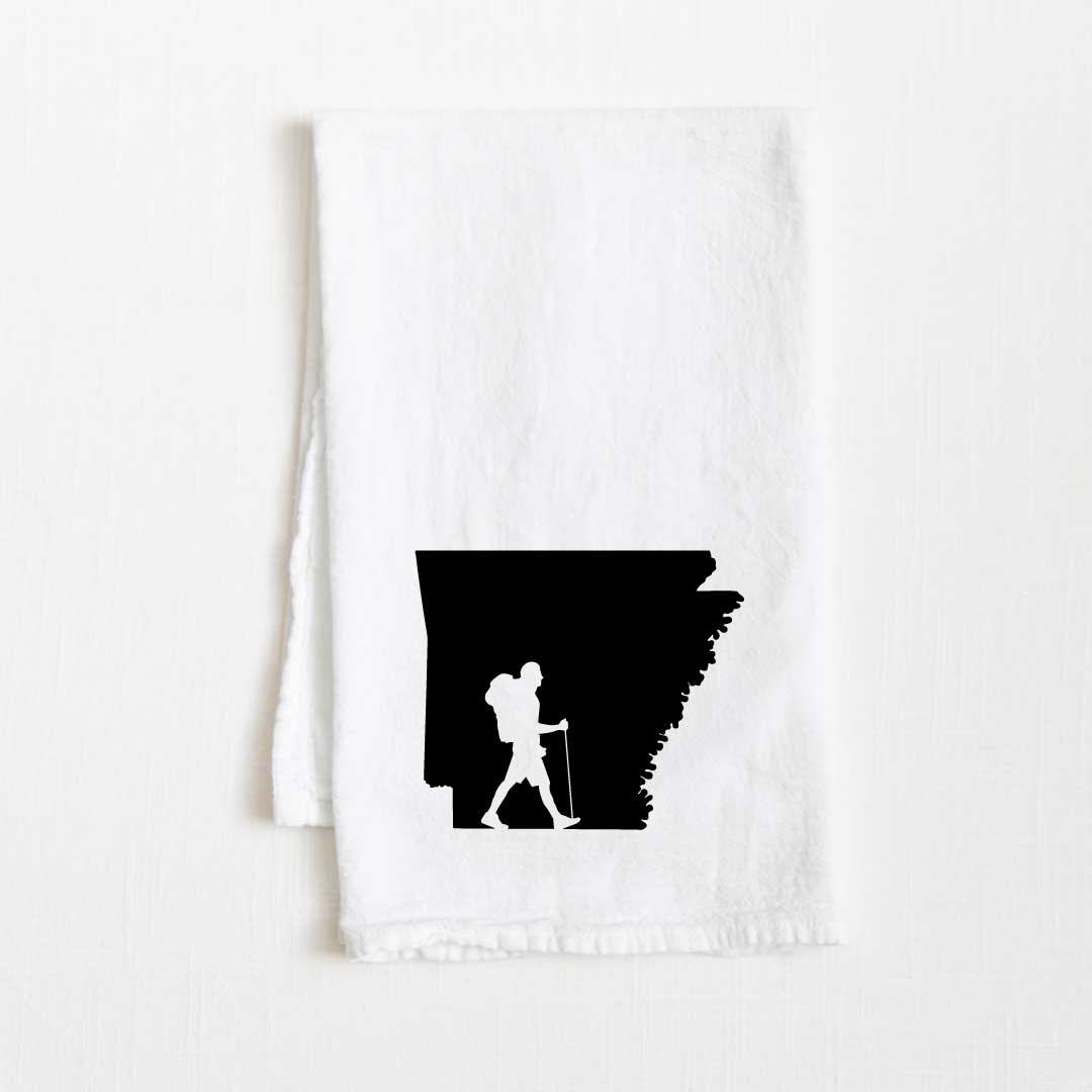Arkansas Hiking State Flour Sack Kitchen Towel - 36” x 32”