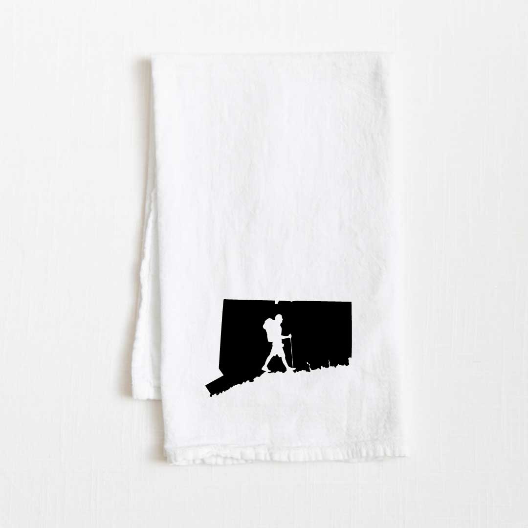 Connecticut Hiking State Flour Sack Kitchen Towel - 36” x 32”