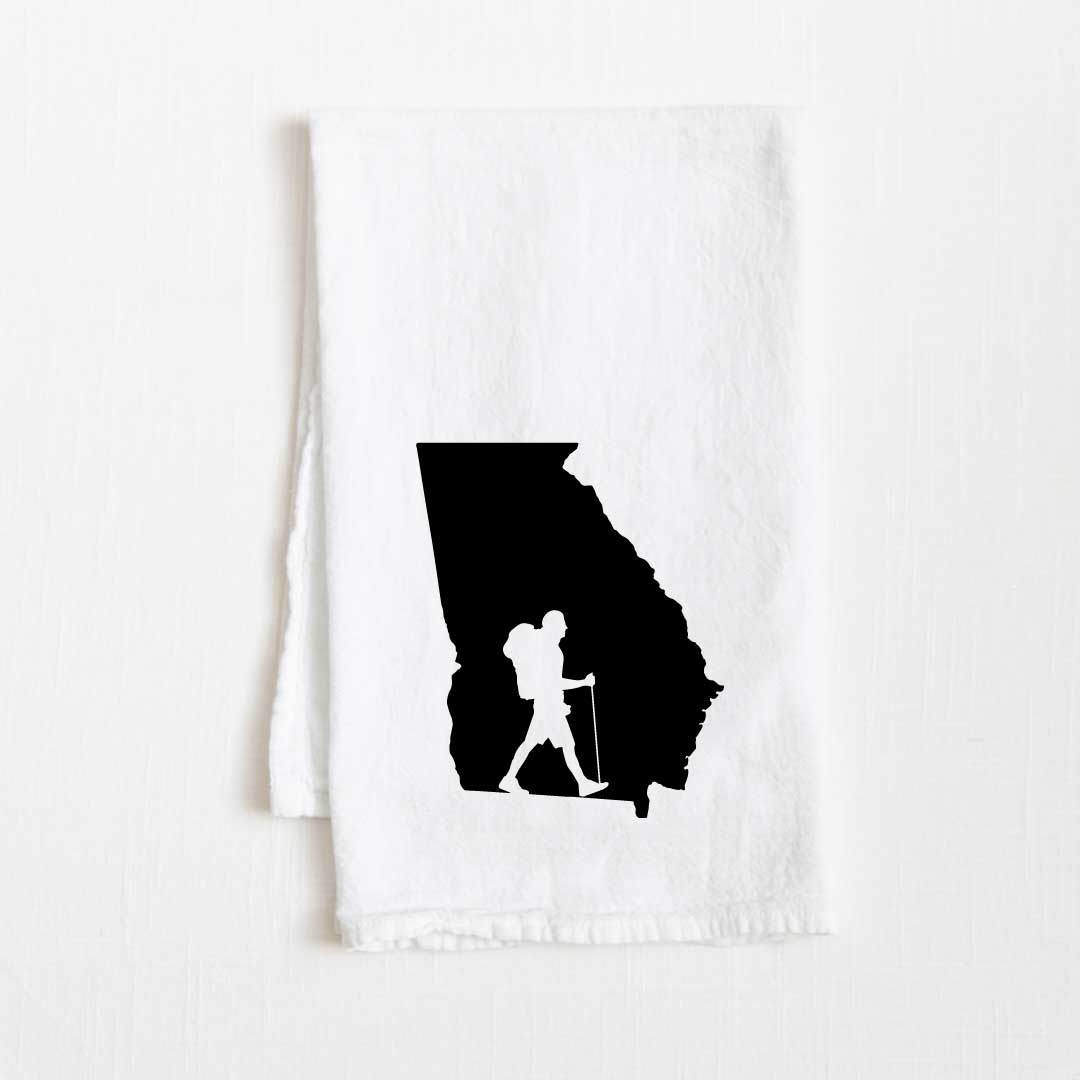 Georgia Hiking State Flour Sack Kitchen Towel - 36” x 32”