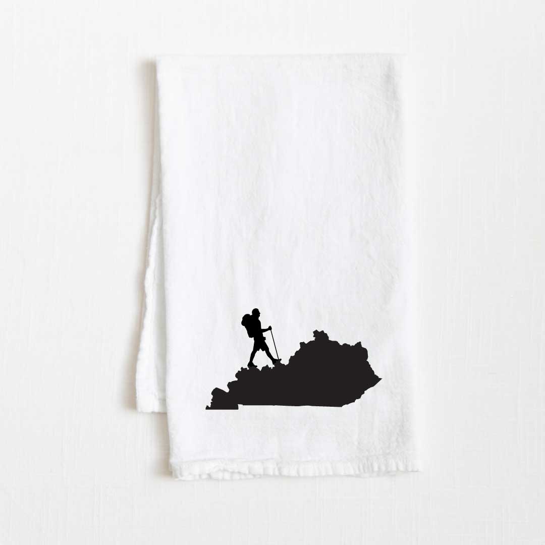 Kentucky Hiking State Flour Sack Kitchen Towel - 36” x 32”