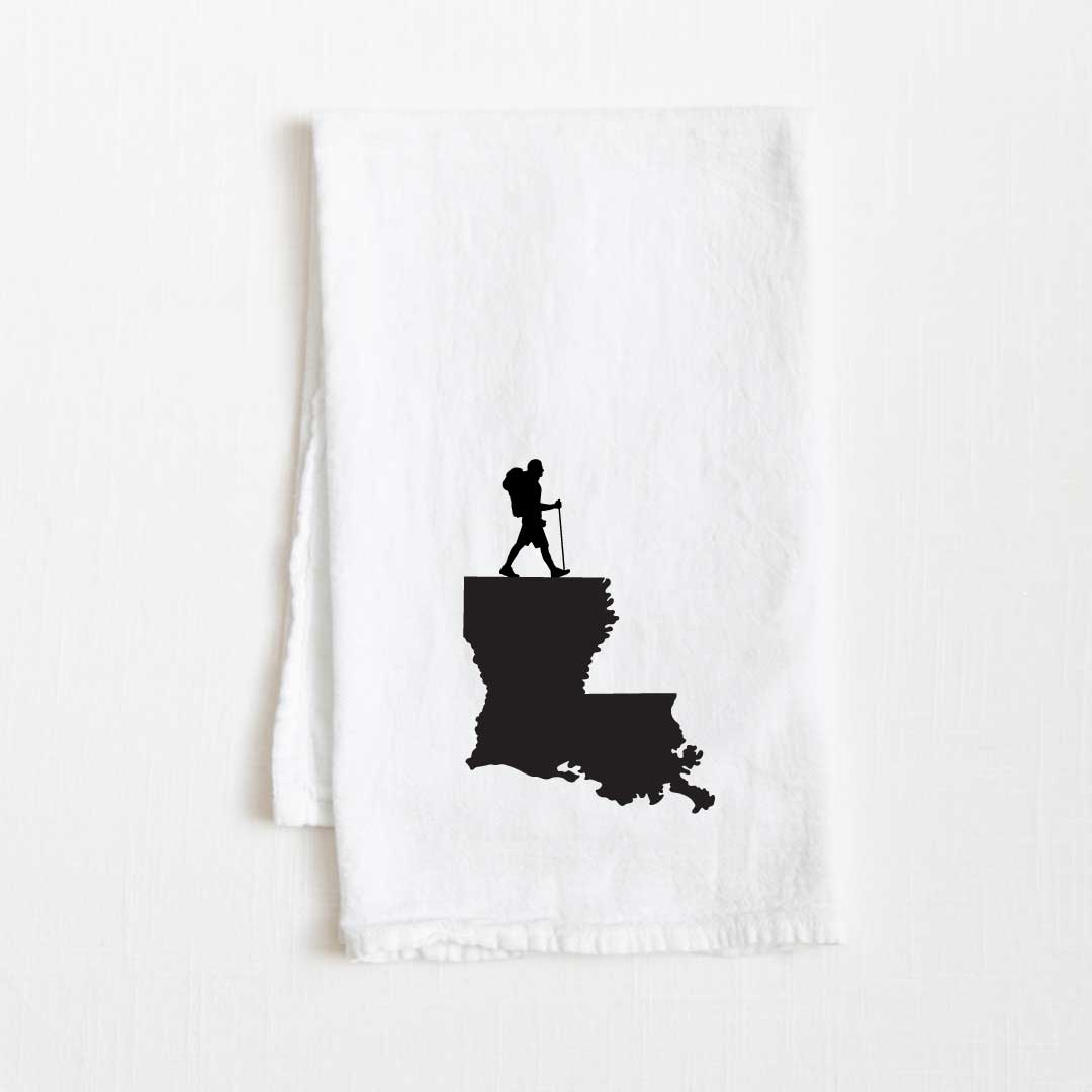 Louisiana Hiking State Flour Sack Kitchen Towel - 36” x 32”