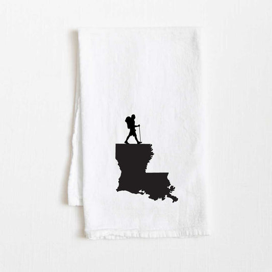Louisiana Hiking State Flour Sack Kitchen Towel - 36” x 32”