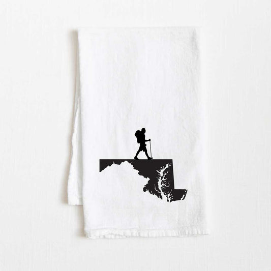 Maryland Hiking State Flour Sack Kitchen Towel - 36” x 32”