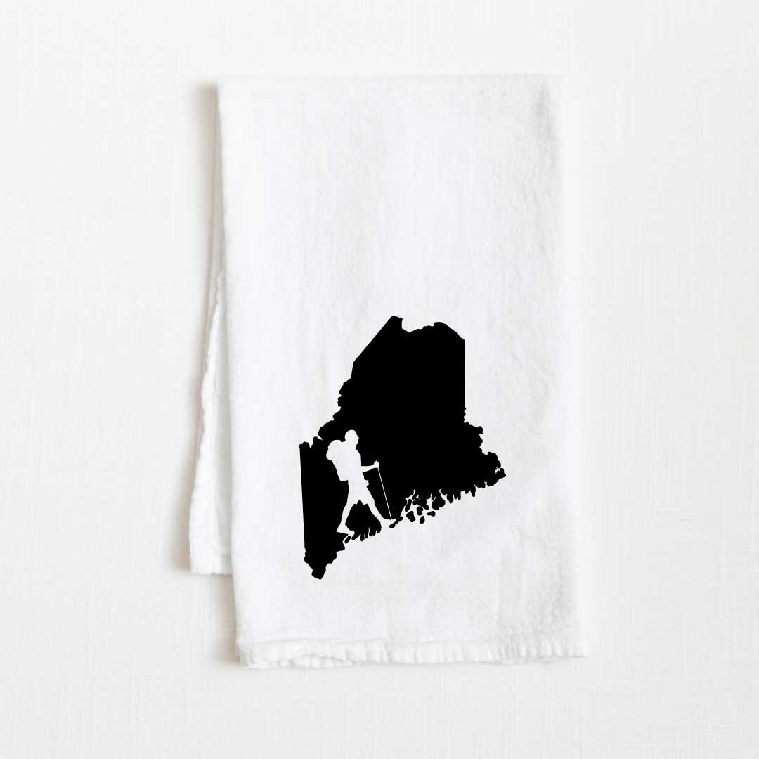 Maine Hiking State Flour Sack Kitchen Towel - 36” x 32”