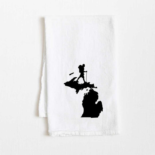 Michigan Hiking State Flour Sack Kitchen Towel - 36” x 32”