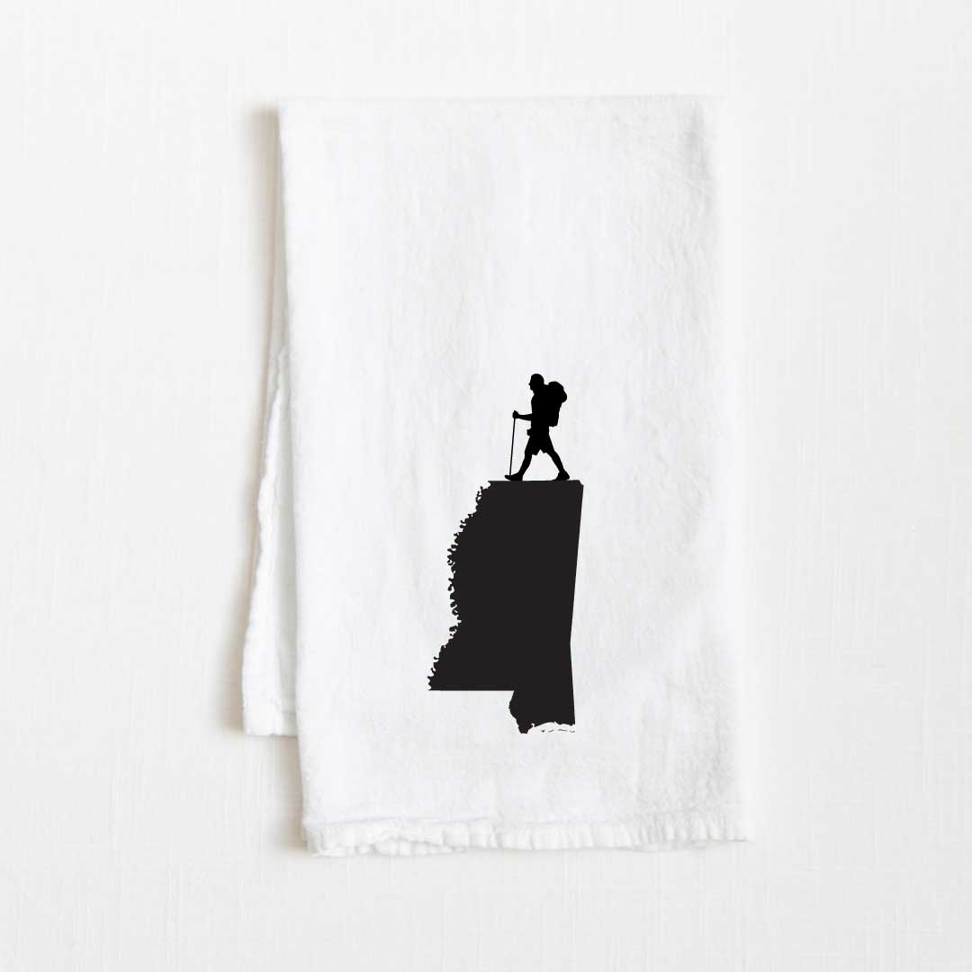 Mississippi Hiking State Flour Sack Kitchen Towel - 36” x 32”