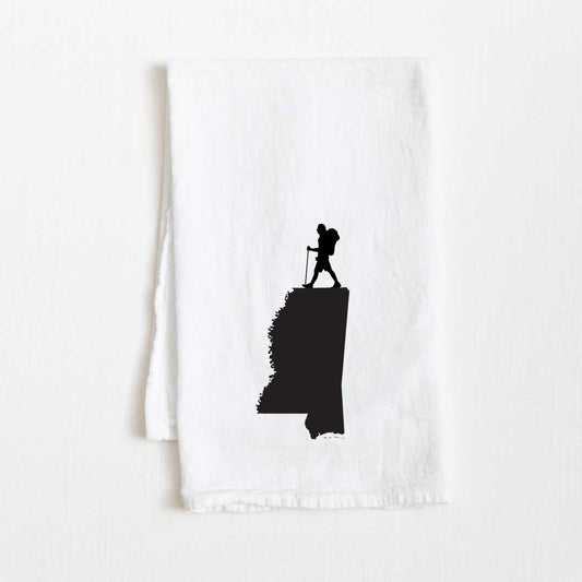 Mississippi Hiking State Flour Sack Kitchen Towel - 36” x 32”