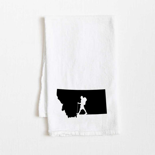 Montana Hiking State Flour Sack Kitchen Towel - 36” x 32”