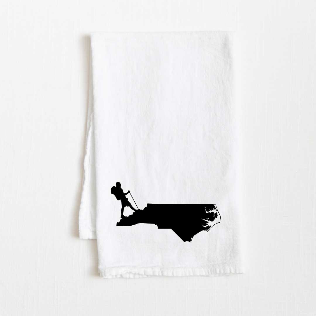 North Carolina Hiking State Flour Sack Kitchen Towel - 36” x 32”