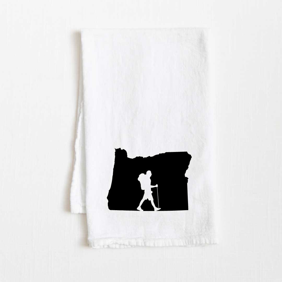 Oregon Hiking State Flour Sack Kitchen Towel - 36” x 32”