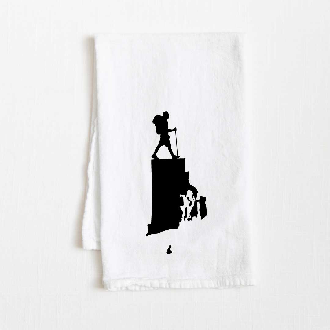 Rhode Island Hiking State Flour Sack Kitchen Towel - 36” x 32”