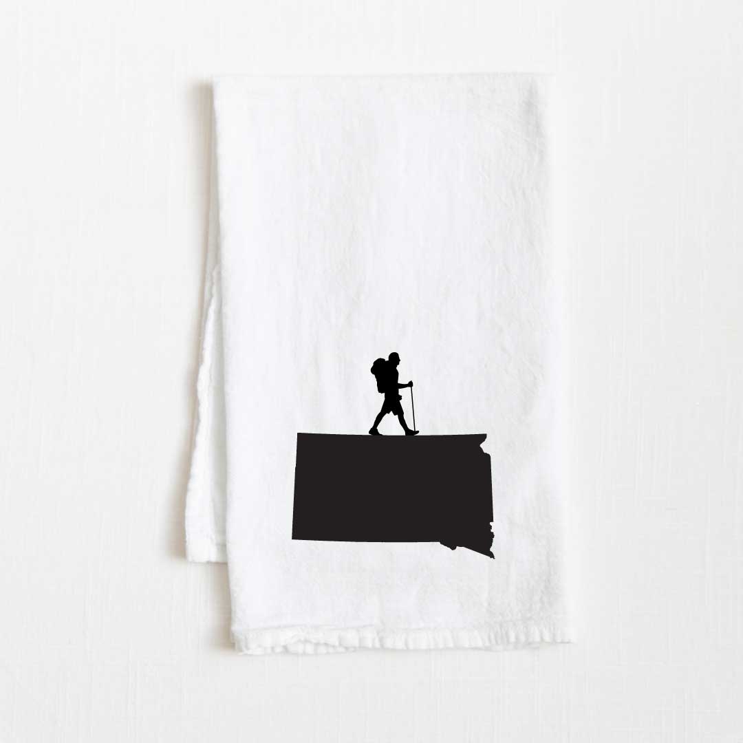 South Dakota Hiking State Flour Sack Kitchen Towel - 36” x 32”