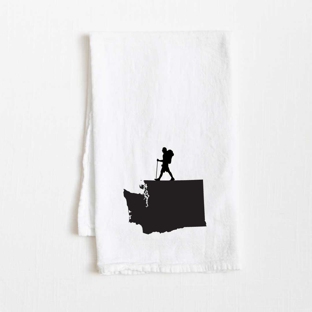 Washington Hiking State Flour Sack Kitchen Towel - 36” x 32”