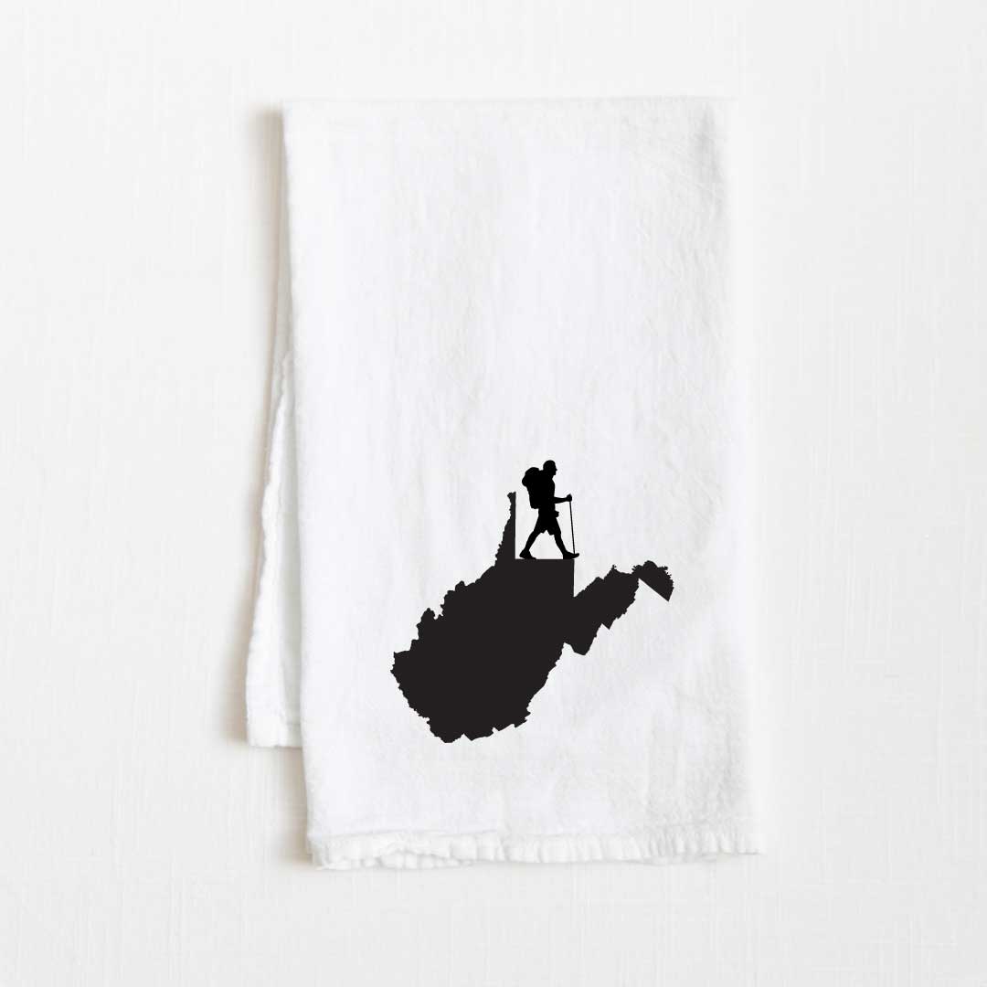 West Virginia Hiking State Flour Sack Kitchen Towel - 36” x 32”