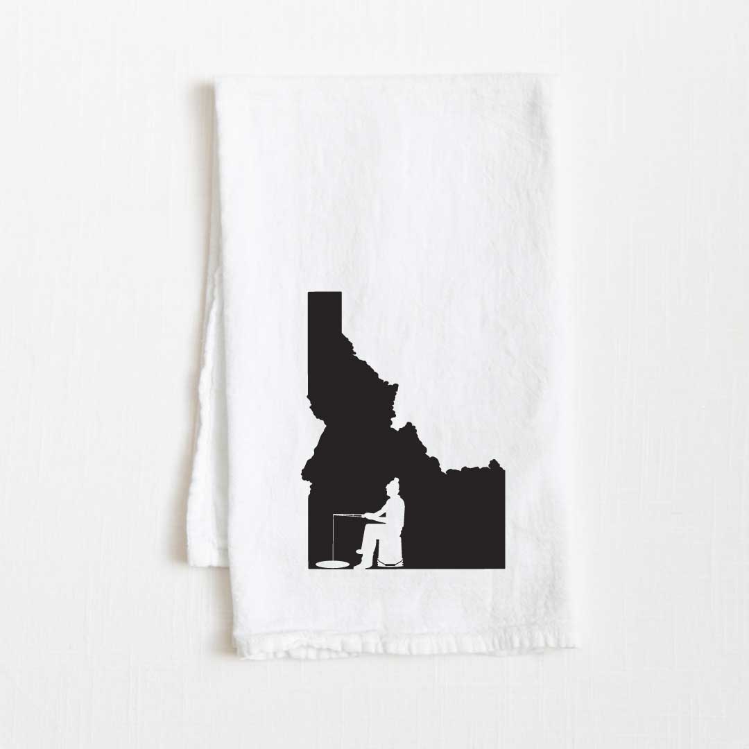 Idaho Ice Fishing State Flour Sack Kitchen Towel - 36” x 32”