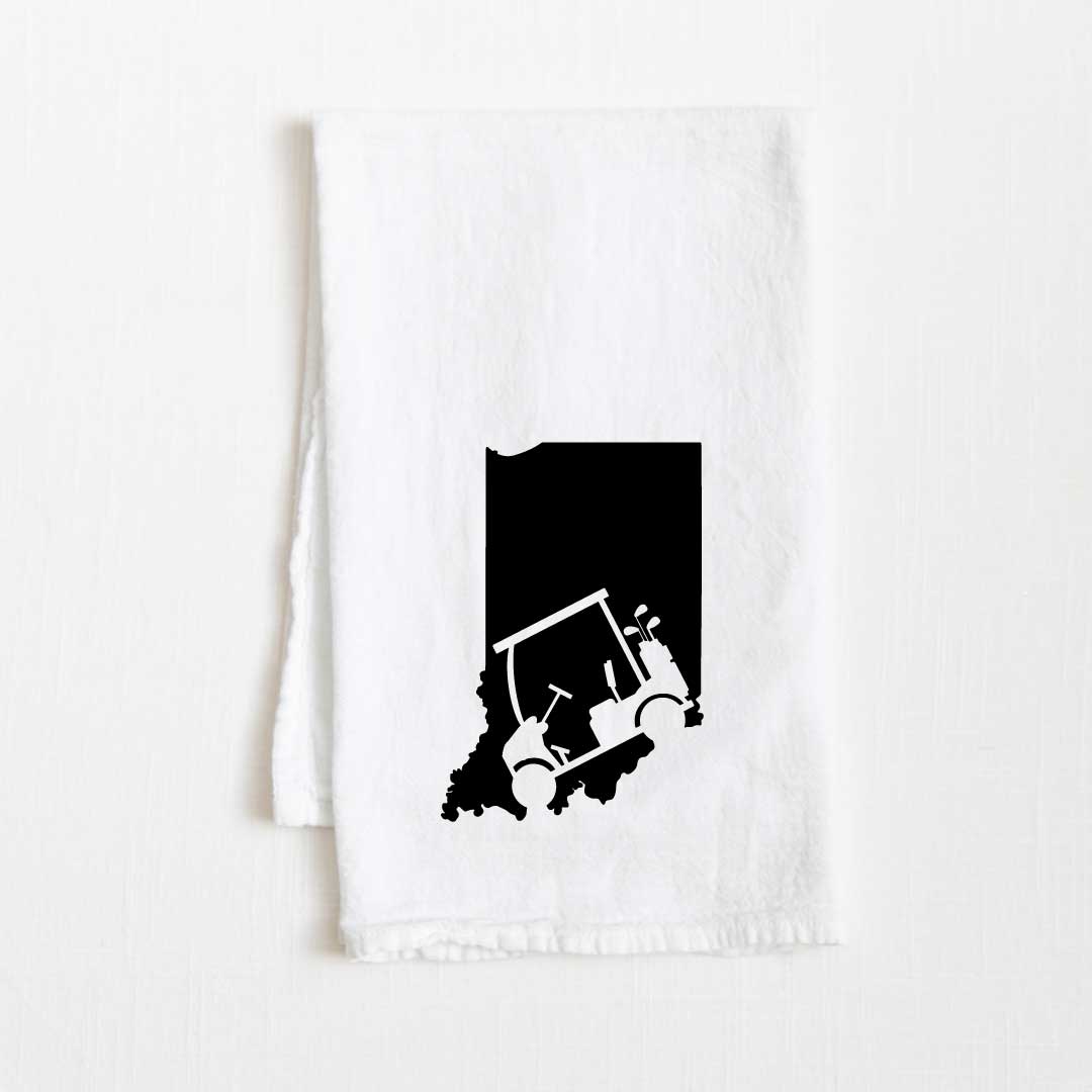 Indiana Golf Cart State Flour Sack Kitchen Towel - 36” x 32”