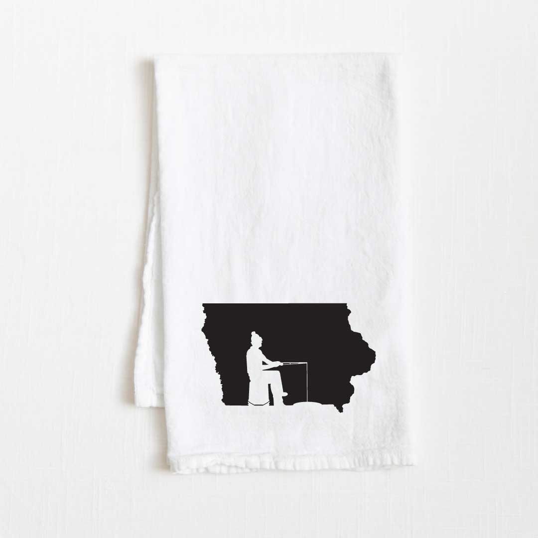 Iowa Ice Fishing State Flour Sack Kitchen Towel - 36” x 32”