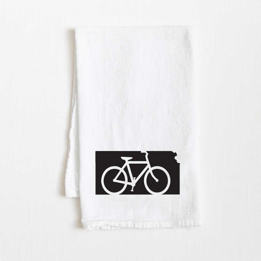 Kansas Bike State Flour Sack Kitchen Towel - 36” x 32”
