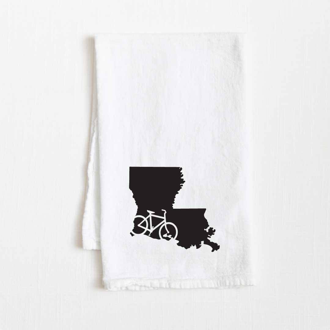 Louisiana Bike State Flour Sack Kitchen Towel - 36” x 32”