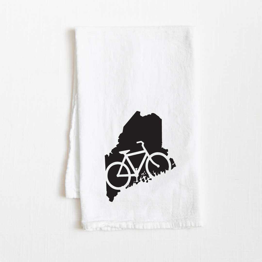 Maine Bike State Flour Sack Kitchen Towel - 36” x 32”
