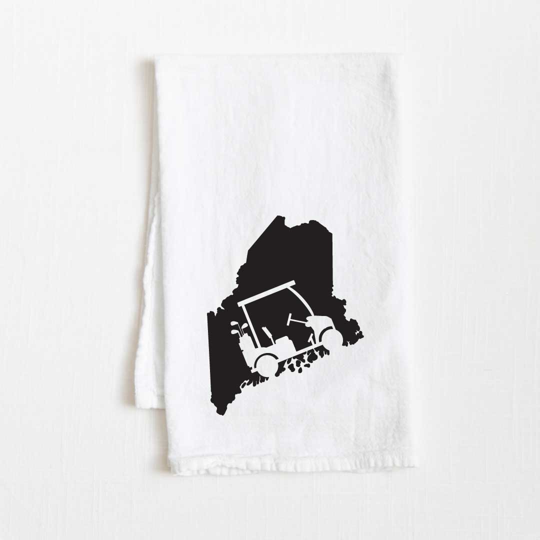 Maine Golf Cart State Flour Sack Kitchen Towel - 36” x 32”