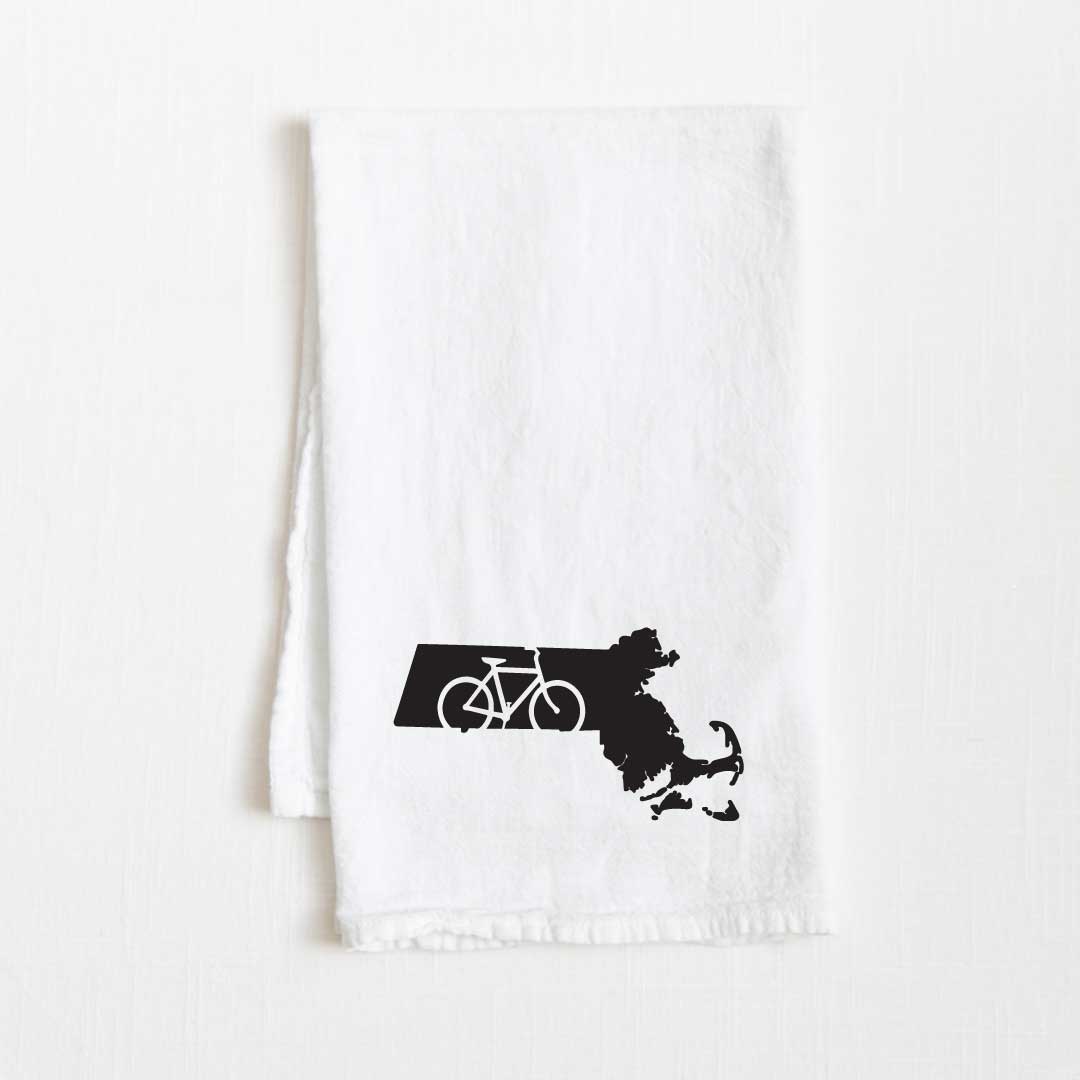 Massachusetts Bike State Flour Sack Kitchen Towel - 36” x 32”