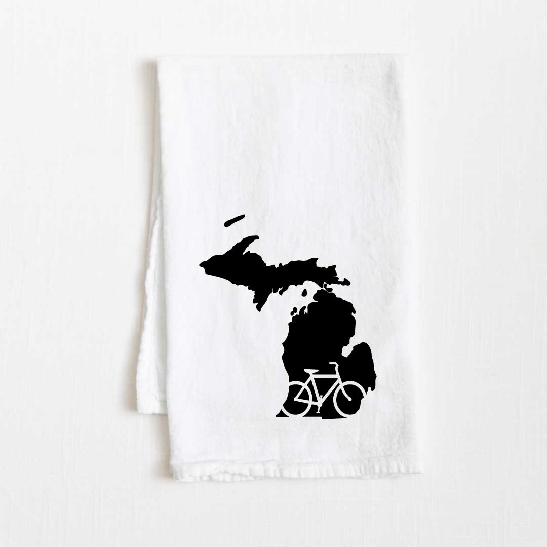 Michigan Bike State Flour Sack Kitchen Towel - 36” x 32”