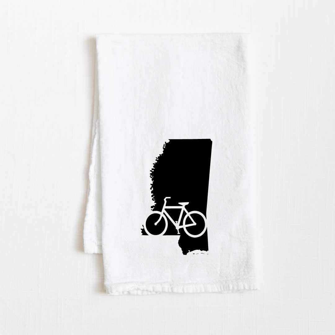 Mississippi Bike State Flour Sack Kitchen Towel - 36” x 32”