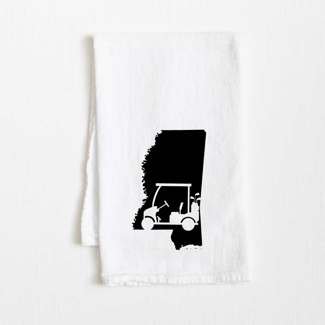 Mississippi Golf Cart State Flour Sack Kitchen Towel - 36” x 32”