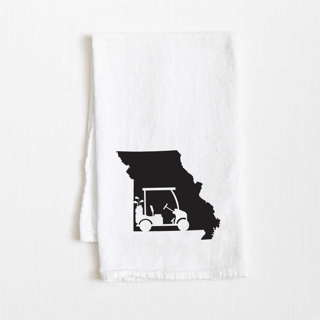 Missouri Golf Cart State Flour Sack Kitchen Towel - 36” x 32”