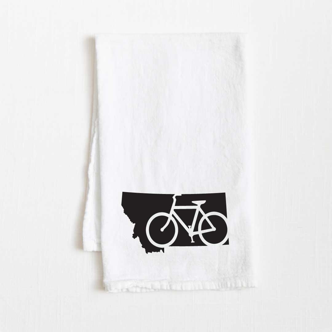 Montana Bike State Flour Sack Kitchen Towel - 36” x 32”