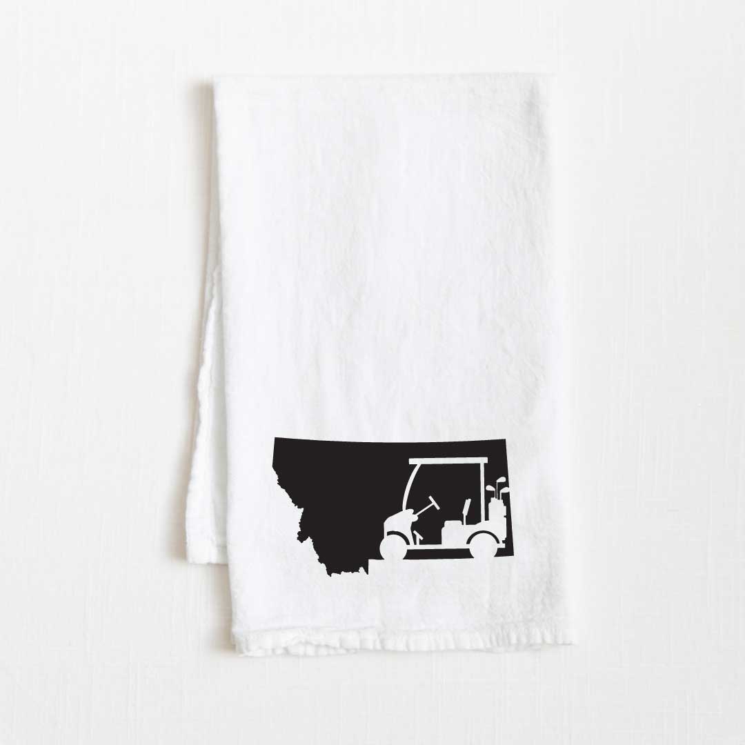 Montana Golf Cart State Flour Sack Kitchen Towel - 36” x 32”