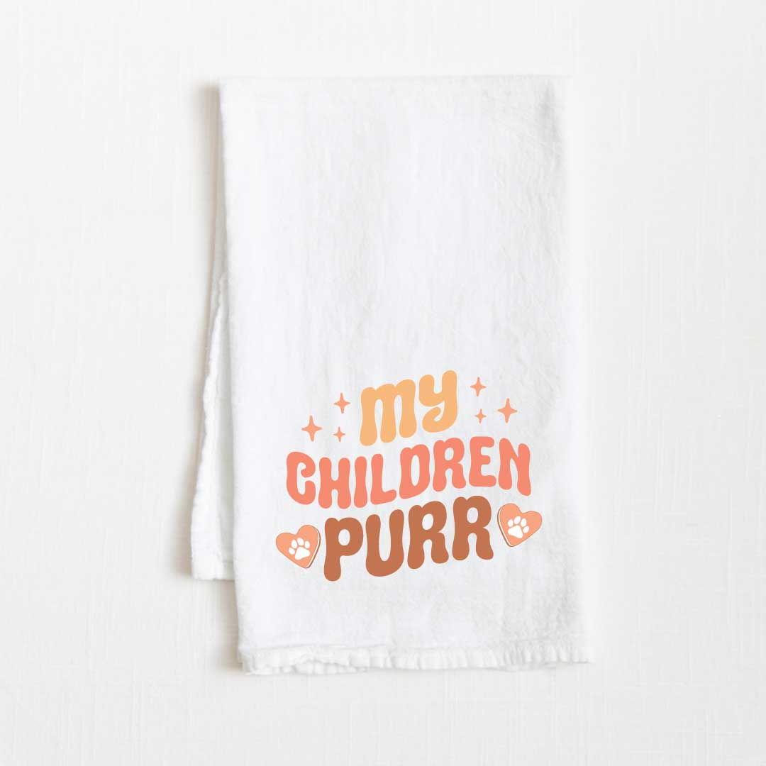 My Children Purr Flour Sack Kitchen Towel - 36” x 32”