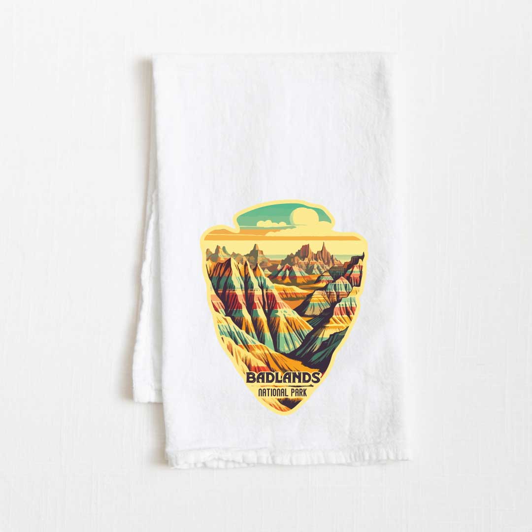 Badlands National Park Vintage Illustrated Flour Sack Kitchen Towel - 36” x 32”