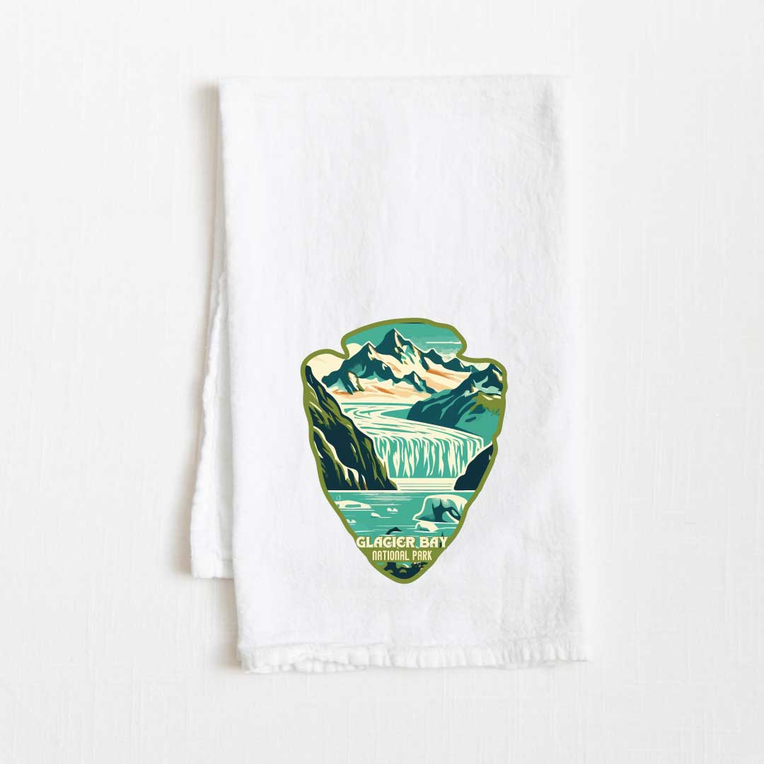 Glacier Bay National Park Vintage Illustrated Flour Sack Kitchen Towel - 36” x 32”