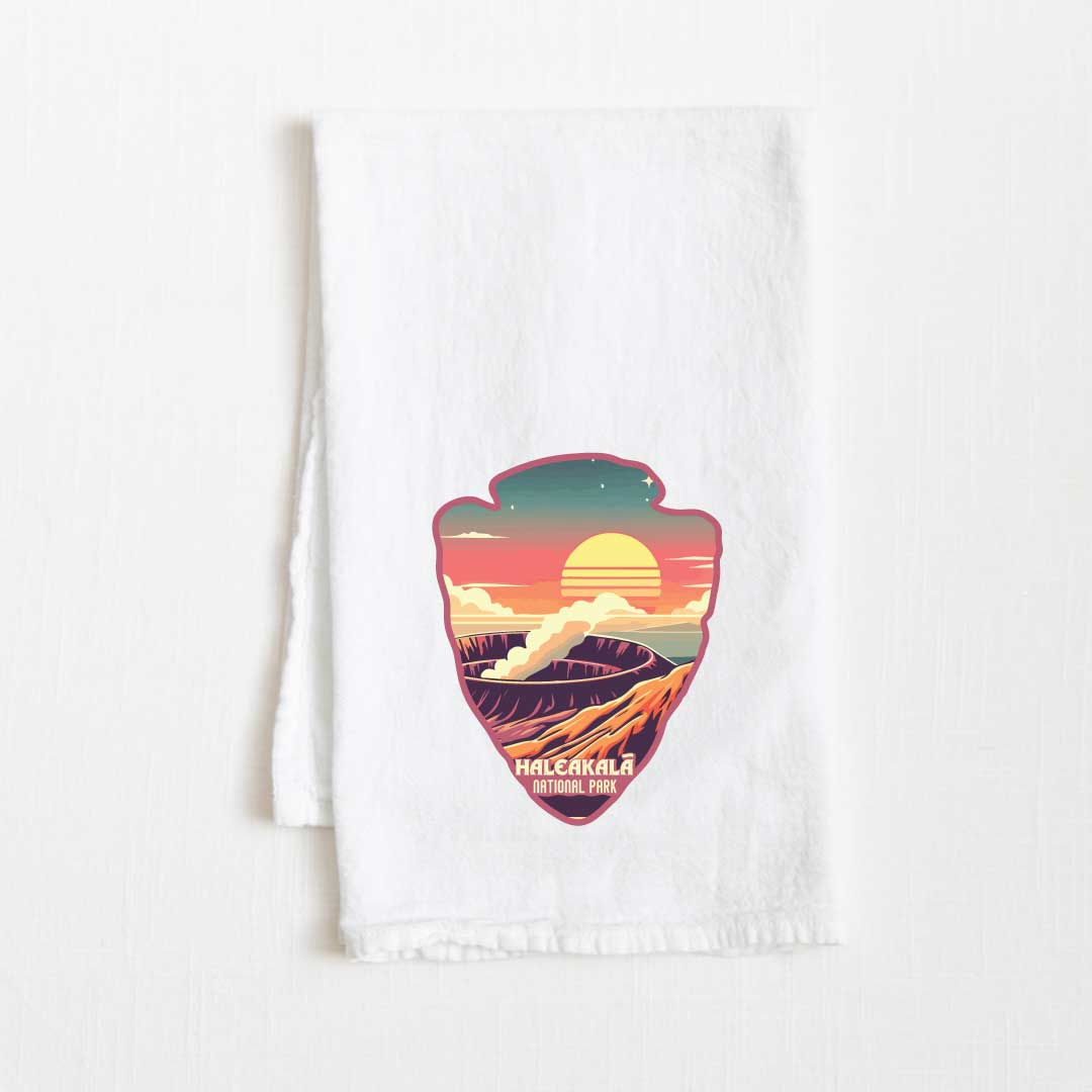 Haleakala National Park Vintage Illustrated Flour Sack Kitchen Towel - 36” x 32”