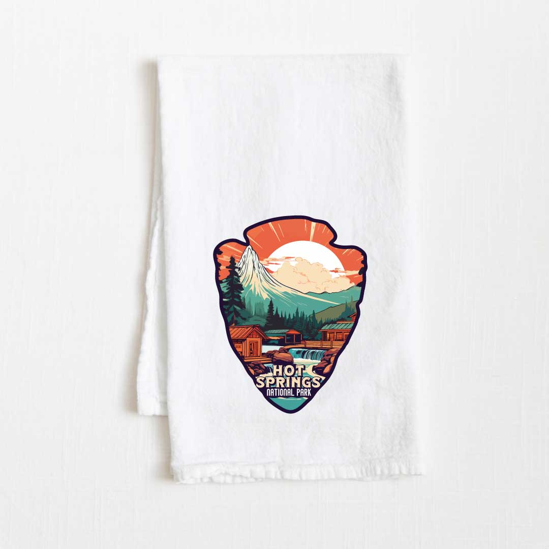 Hot Spring National Park Vintage Illustrated Flour Sack Kitchen Towel - 36” x 32”