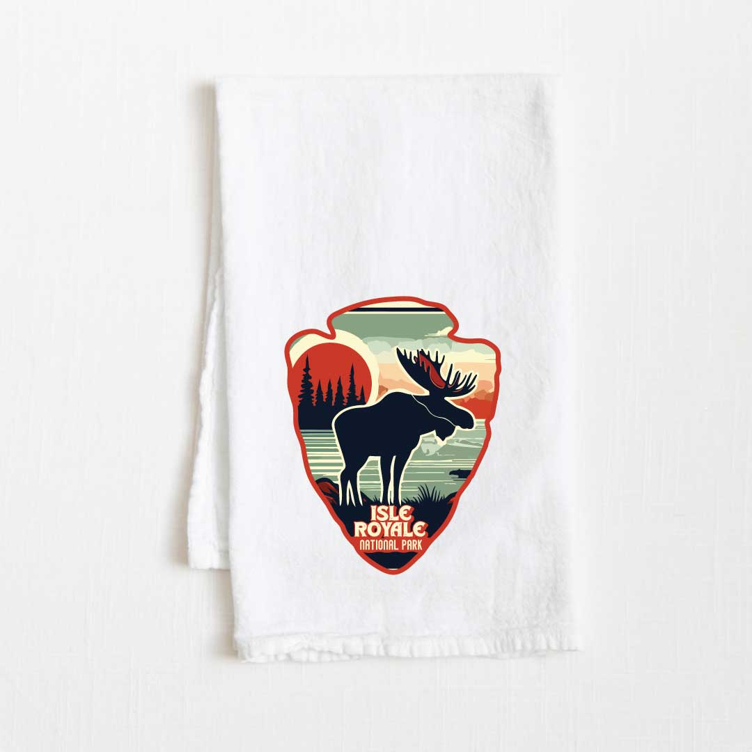 Isle Royale National Park Vintage Illustrated Flour Sack Kitchen Towel - 36” x 32”