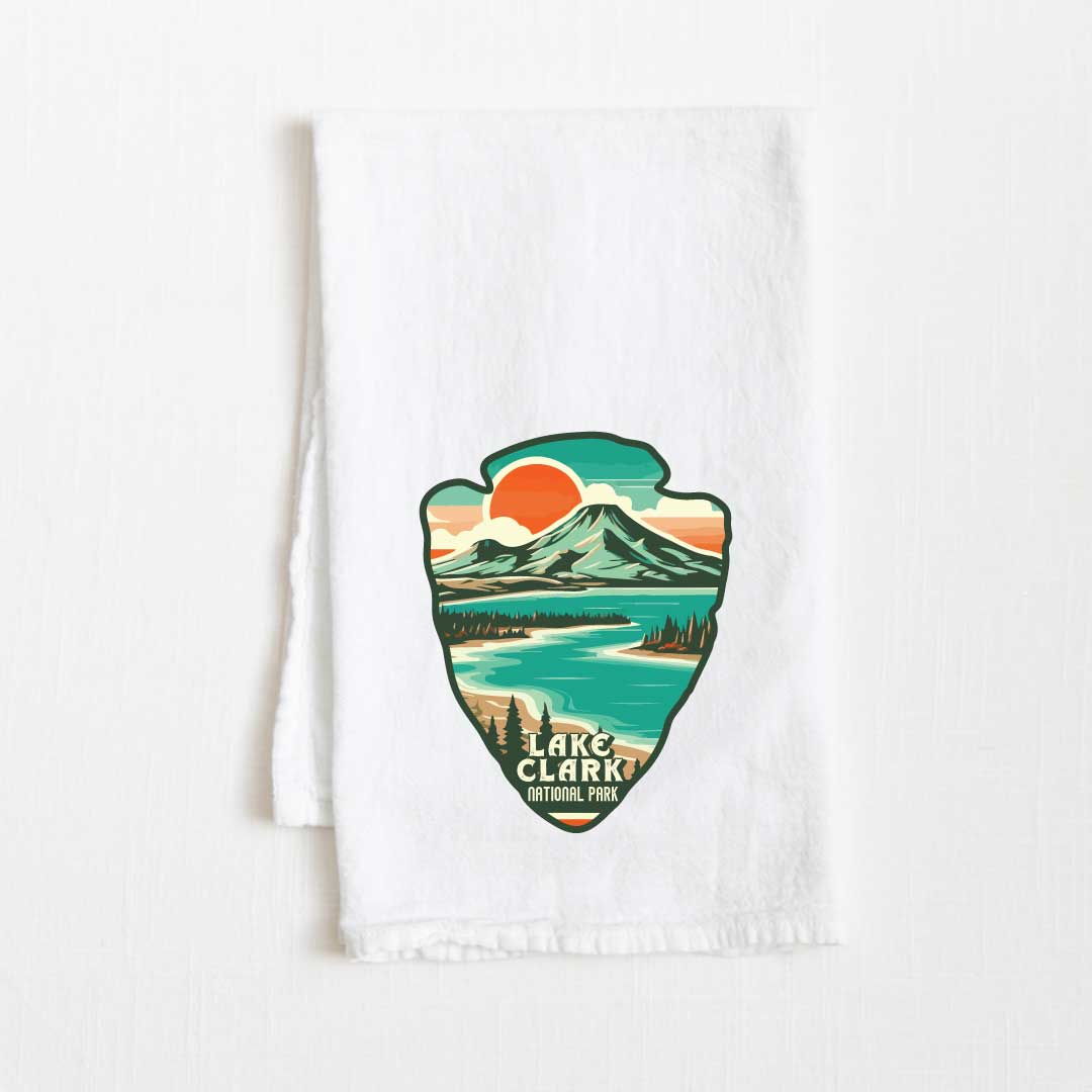 Lake Clark National Park Vintage Illustrated Flour Sack Kitchen Towel - 36” x 32”