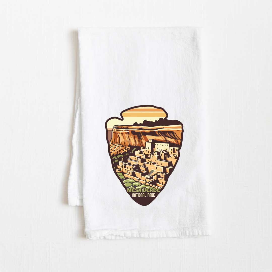 Mesa Verde National Park Vintage Illustrated Flour Sack Kitchen Towel - 36” x 32”